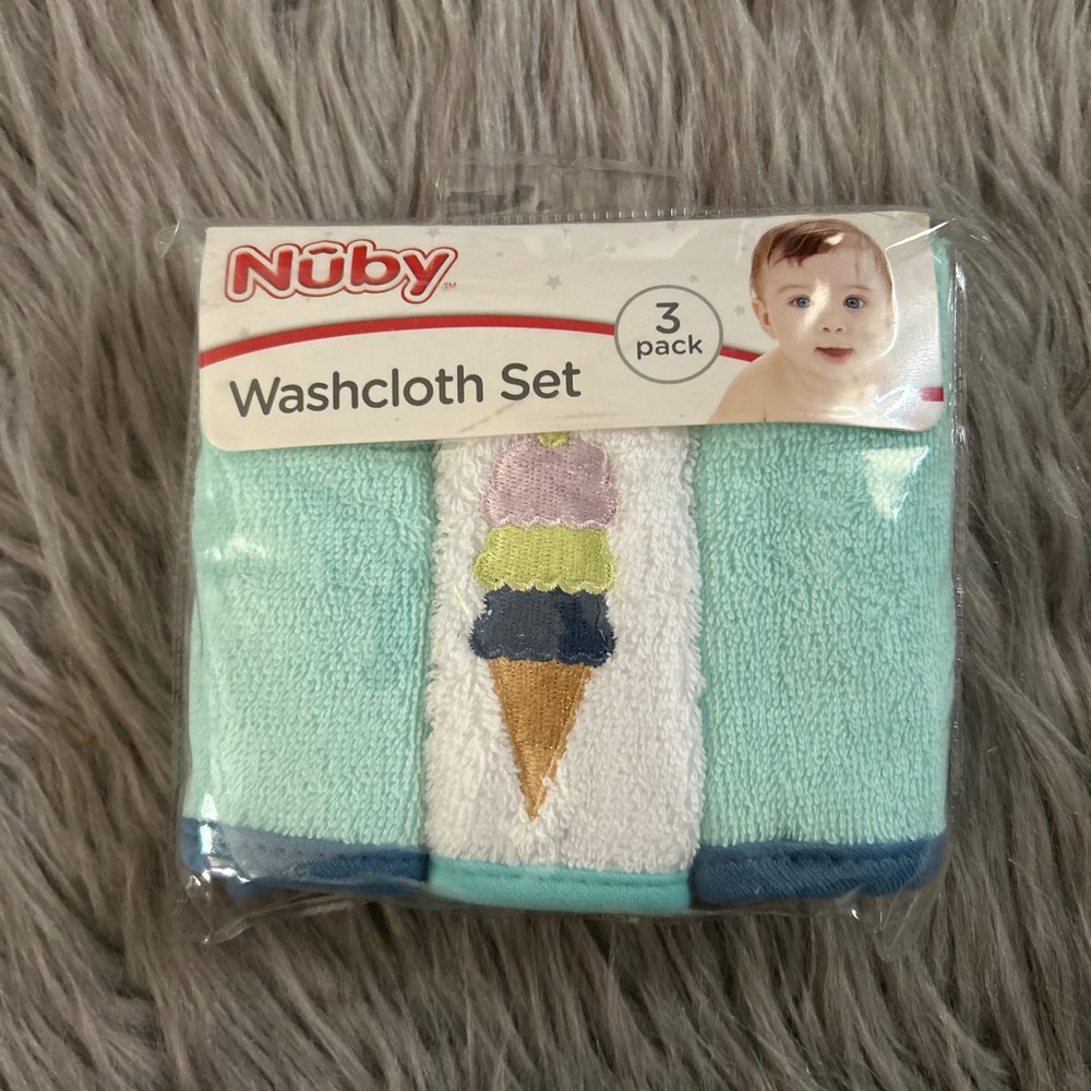 Nuby Baby Washcloth Set 3 Pack Washcloths